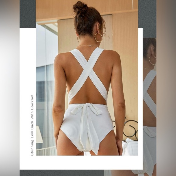 Swimsuit High Waisted Bathing Suit Monokini Floral Print Cutout Racerback Zip Up - Picture 5 of 8